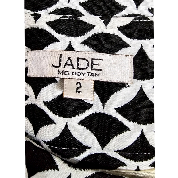 Jade by Melody Tam Black & White  Woven Jacquard Pattern Mini Skirt Size 2 - Picture 5 of 7